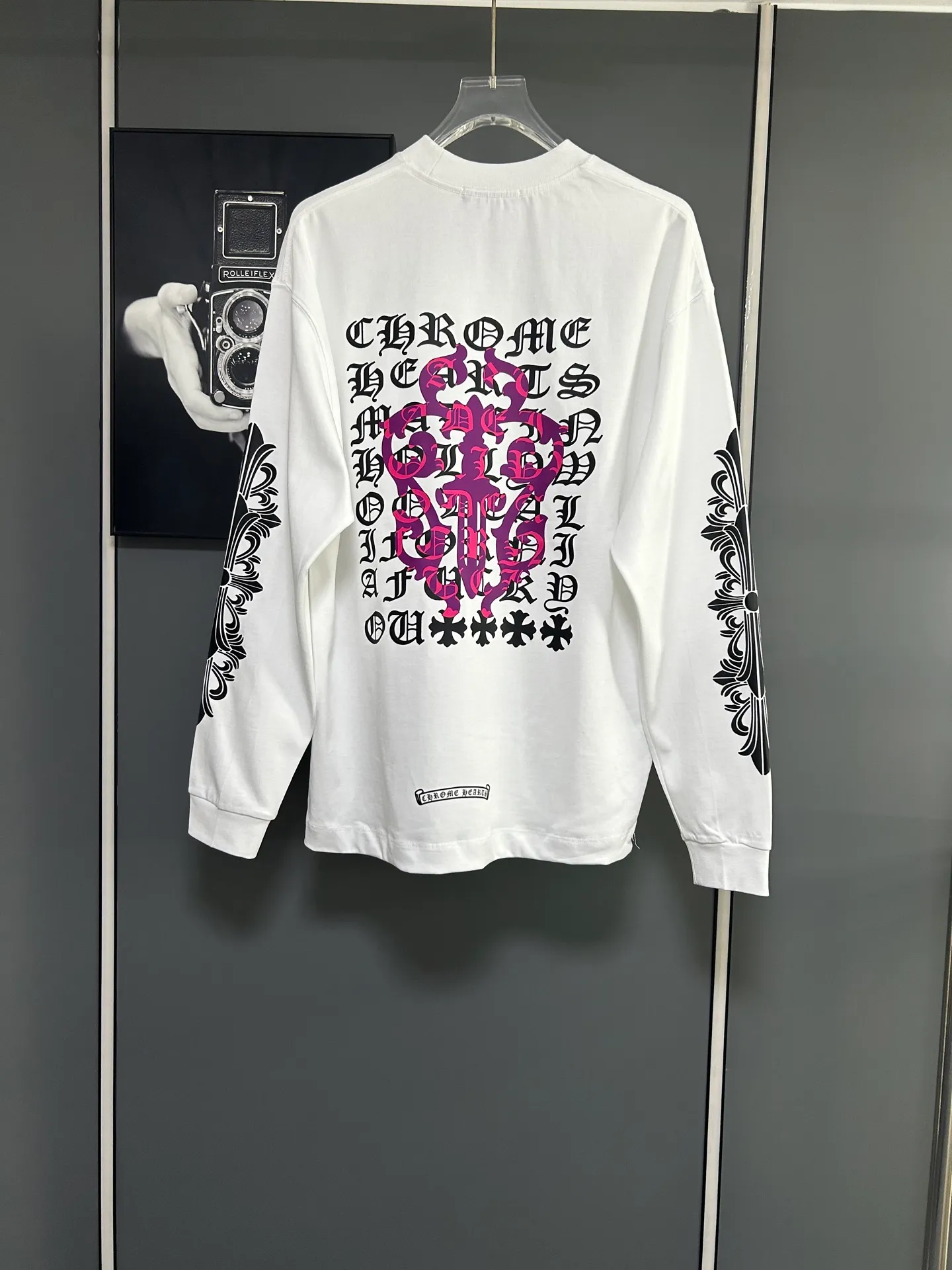 P230 2026 new (exclusive) Chrome Hearts autumn and winter limited edition heavyweight high-weight long-sleeved T-shirt, customized Dreamweaver Yayun ribbed cotton designer concept style Fabric: Heavy 380g Size: S M L XL Color: White